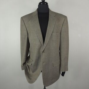 Jos A Bank Blazer Mens 46R Brown Check Silk Wool Traveler Sport Coat Jacket